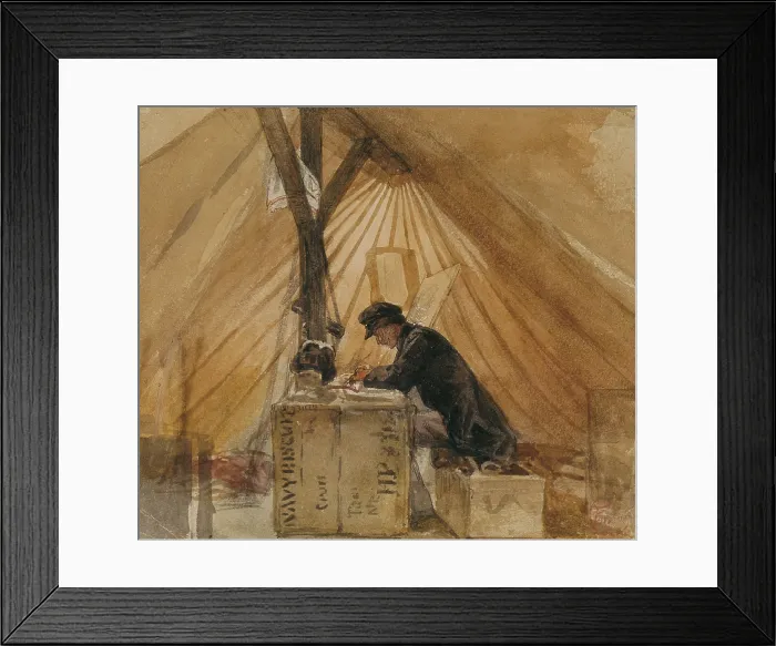 Framed Print : FORTUNY I MARSAL, Mariano (1838-1874). Our tent. Work made during the African War (1859-1860). Romanticism. Watercolour. SPAIN. Reus. Salvador Vilaseca Regional Museum
