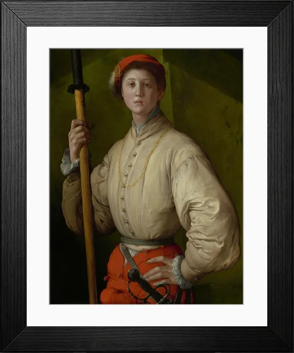 Framed Print : Portrait of a Halberdier, by Pontormo, 1528-30, Italian Renaissance painting, oil and tempera, on panel Framed Print : Portrait of a Halberdier, by Pontormo, 1528-30, Italian Renaissance painting, oil and tempera, on panel