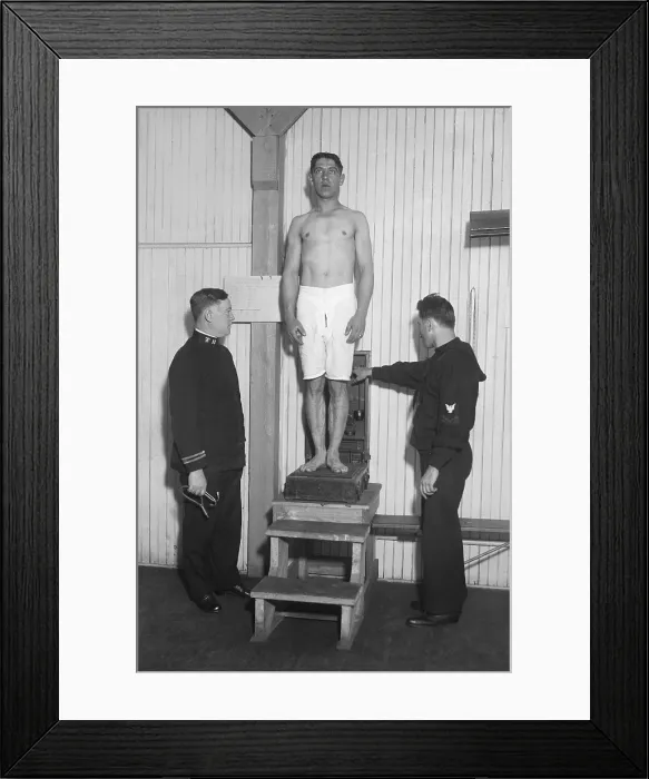 Framed Print : American WW1 recruit under medical examination. 1917-18. (BSLOC_2012_4_3)
