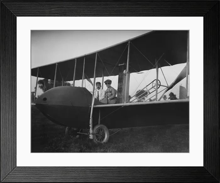 Framed Print : Orville Wright 1871-1948 and his sister Katharine aboard the Wright Model HS airplane in 1915 the year he sold the WRIGHT COMPANY and gradually retired from active flying