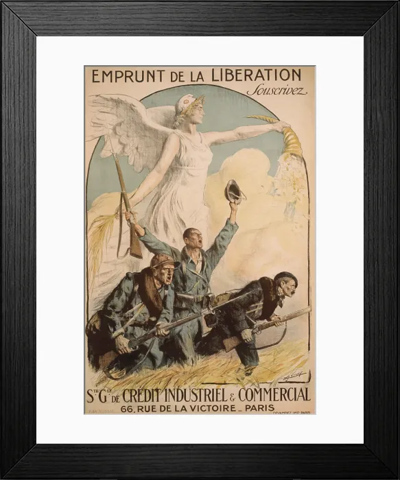 Framed Print : The Liberation Loan. Subscribe, reads a French WW1 poster of 1918 Framed Print : The Liberation Loan. Subscribe, reads a French WW1 poster of 1918