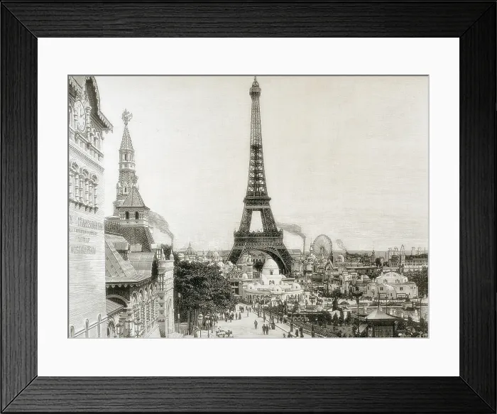 Framed Print : Paris Universal Exhibition (Exposition Universelle) of 1900. Overview of the pavilions in the gardens of the Trocadero under the Eiffel Tower. Engraving. - J Framed Print : Paris Universal Exhibition (Exposition Universelle) of 1900. Overview of the pavilions in the gardens of the Trocadero under the Eiffel Tower. Engraving. - J