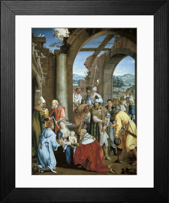 Framed Print : KULMBACH, Hans SUss von (1480-1522). Adoration of the Kings. 1511. Renaissance art. Oil on wood. GERMANY. Berlin. Nationalgalerie (National Gallery) Framed Print : KULMBACH, Hans SUss von (1480-1522). Adoration of the Kings. 1511. Renaissance art. Oil on wood. GERMANY. Berlin. Nationalgalerie (National Gallery)
