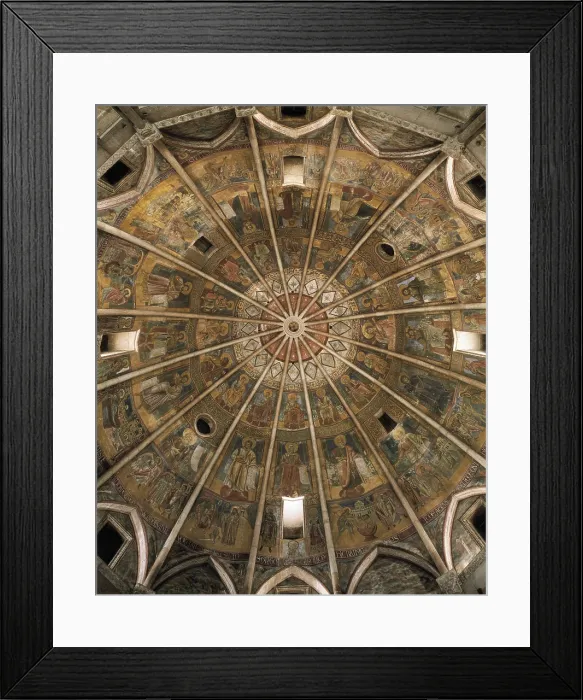 Framed Print : ANTELAMI, Benedetto (1150-1233). Baptistry. ITALY. Parma. Baptistry. Cupola depicting Saints and biblical characters. Gothic art. Fresco; Architecture