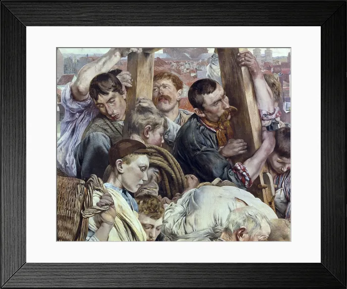 Framed Print : FREDERIC, Leon Henri Marie (1856-1940). The Ages of the Worker. 1895-1897. Detail of the left panel. Symbolism. Oil on canvas. FRANCE. Paris. Musee d'Orsay (Orsay Museum)