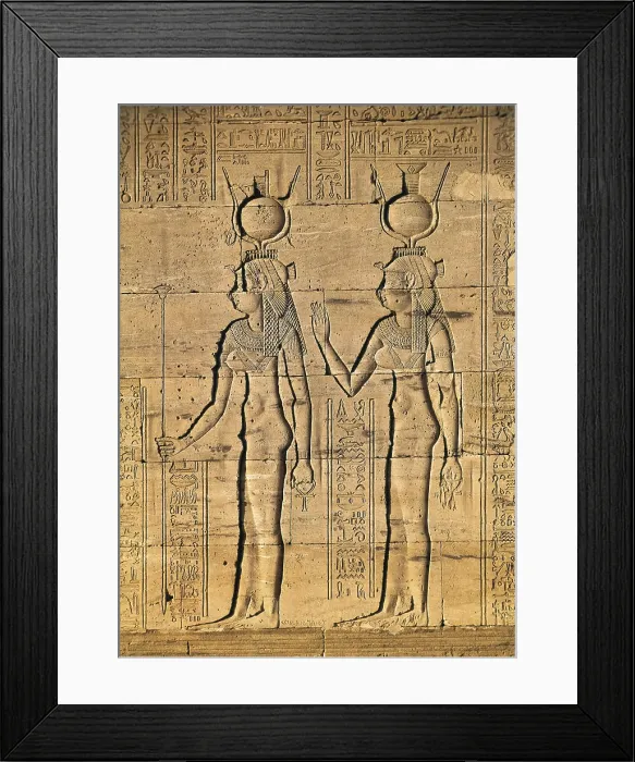 Framed Print : Temple of Isis. EGYPT. Philae. Temple of Isis. Goddesses Isis and Nephtis, sisters of Osiris. Bas-relief located on the northern outside wall of the sanctuary. Egyptian art Framed Print : Temple of Isis. EGYPT. Philae. Temple of Isis. Goddesses Isis and Nephtis, sisters of Osiris. Bas-relief located on the northern outside wall of the sanctuary. Egyptian art