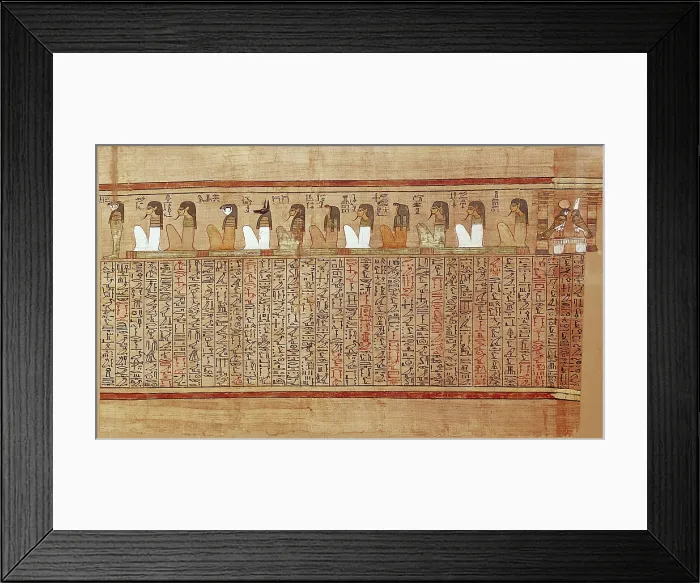 Framed Print : Book of the Dead or Papyrus of Any. ca. 1275 BC. 19th Dynasty. Gods of the Afterlife and souls of Ra and Osiris. Egyptian art. New Kingdom. Painting. UNITED KINGDOM. London