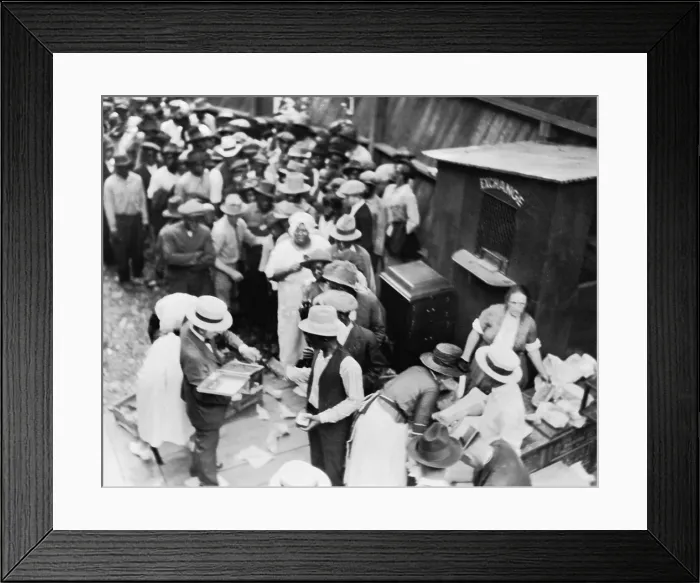 Framed Print : African American victims of the Tulsa, Oklahoma race riot gather to receive assistance from a relief agency. June 1, 1921