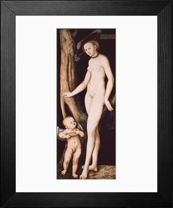 Framed Print : Cranach, Lucas, 'the Elder' (1472-1553). Venus and Cupid. 1535. Renaissance art. Oil on wood. ITALY. Rome. Borghese Gallery and Museum