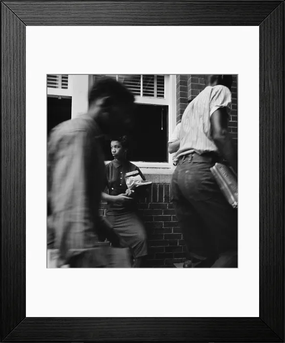 Framed Print : In spite of earlier protest and harassment, African American students arrive at Van Buren High School, Little Rock's second largest. Sept. 9, 1958