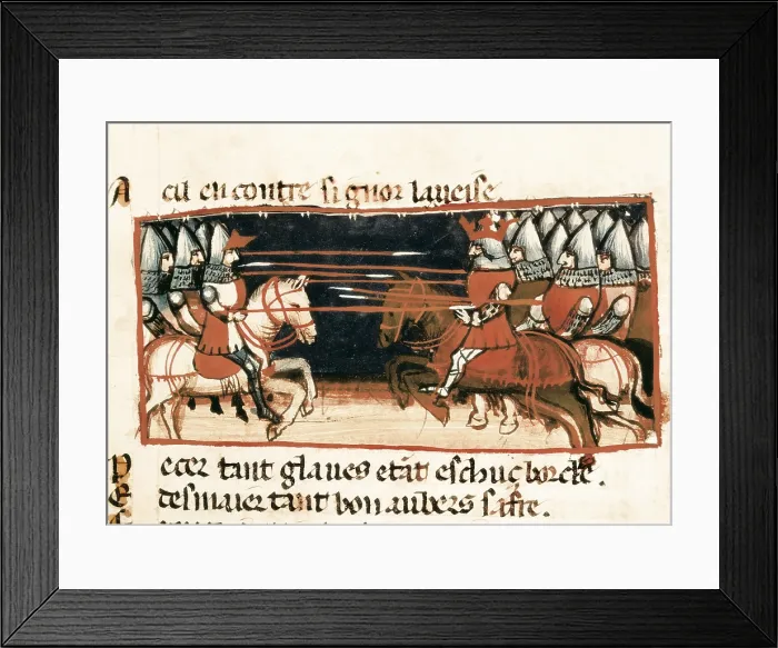 Framed Print : Charlemagne guides his knights against the enemy