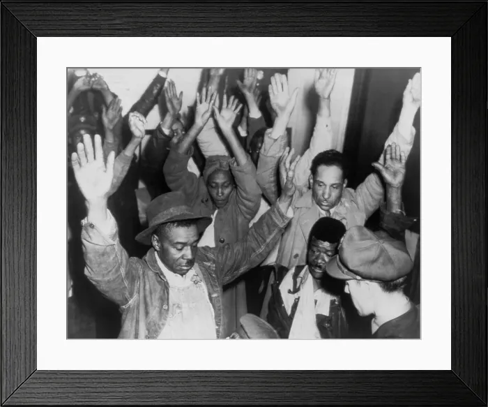 Framed Print : State highway patrolmen search group of Negroes arrested during rioting on Feb. 26, 1946 Framed Print : State highway patrolmen search group of Negroes arrested during rioting on Feb. 26, 1946