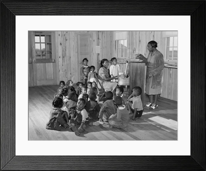 Framed Print : Music education for African American agricultural workers children in day nursery at Okeechobee migratory labor camp. Belle Glade, Florida. 1941