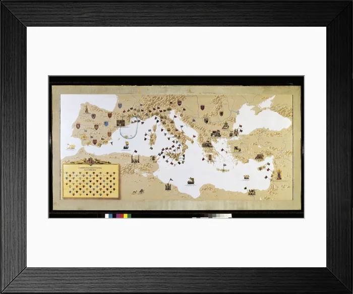 Framed Print : Consular map of the city of Barcelona in the Mediterranean sea. SPAIN. Barcelona. Barcelona City History Museum. AISA / Everett Collection (19149)**US SALES ONLY**