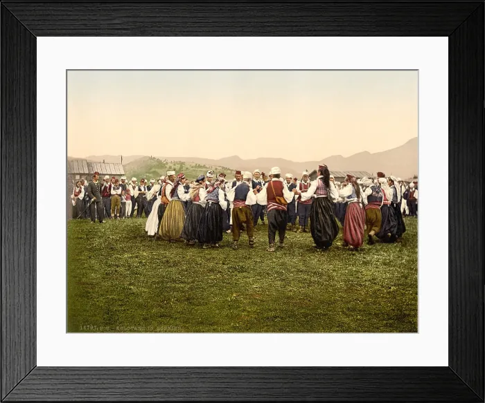 Framed Print : Peasants dancing, Bosnia, Austro-Hungary, ca. 1895