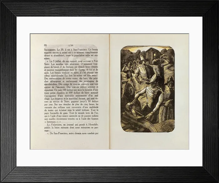 Framed Print : CENDRARSFrdric Sauser-Hallalso called Blaise (1887-1961). French writerSwiss by birth. Illustration from 'L'Or'work by Blaise Cendrars. Engraving. FRANCE. Paris Framed Print : CENDRARSFrdric Sauser-Hallalso called Blaise (1887-1961). French writerSwiss by birth. Illustration from 'L'Or'work by Blaise Cendrars. Engraving. FRANCE. Paris