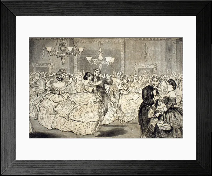 Framed Print : Couples dancing in ballroom in formal dress, 1858