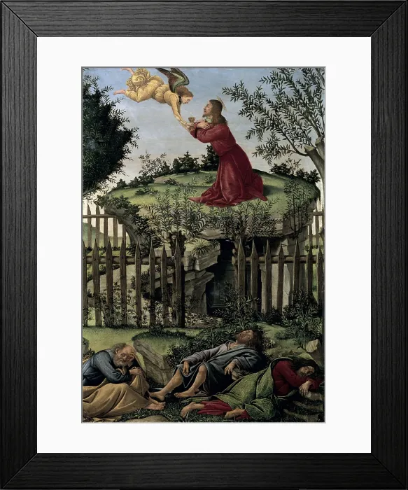 Framed Print : BOTTICELLIAlessandro di Mariano dei Filipepialso called Sandro (1445-1510). Prayer in the Garden. c. 1500. SPAIN. Granada. Royal Chapel. Renaissance art. Quattrocento