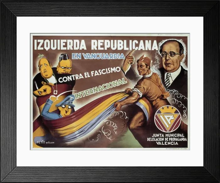 Framed Print : Spanish Civil War (1936-1939). 'Izquierda Republicana en vanguardia contra el fascismo internacional' (Republican Left in the vanguard against international fascism)