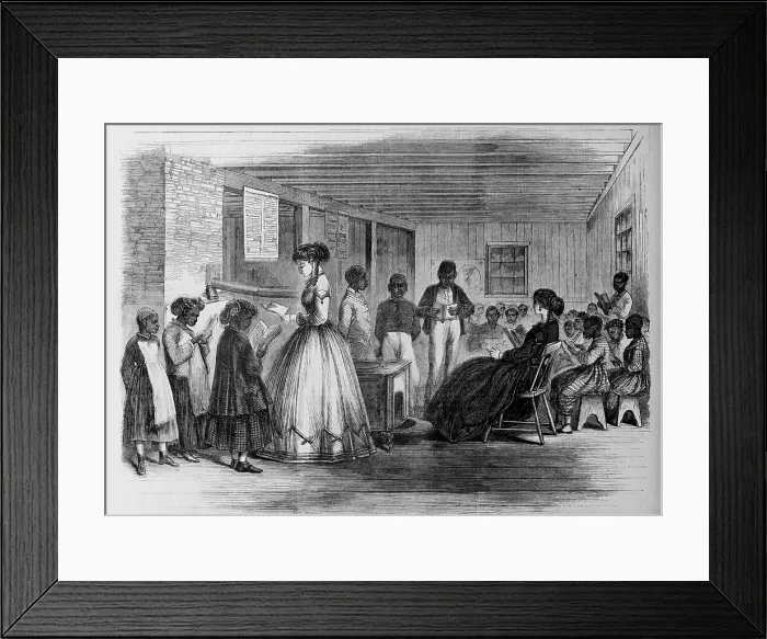 Framed Print : African American students in a Freedman's Bureau school in Richmond, Virginia Framed Print : African American students in a Freedman's Bureau school in Richmond, Virginia