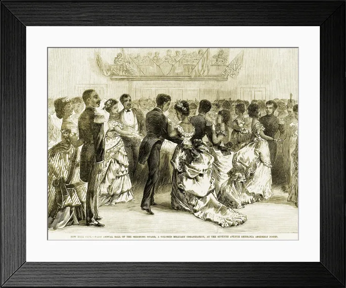 Framed Print : The Skidmore Guard, a colored military organization, held its first annual ball of the at the Seventh Avenue Germania assembly rooms, New York City, 1872