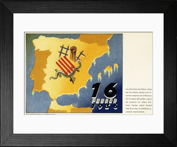 Framed Print : Spain. Second Republic. Elections of 16th February 1936. Propaganda poster edited by the Generalitat of Catalonia (1937). SPAIN. Barcelona