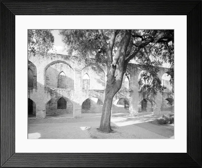 Framed Print : Mission San Jose y San Miguel de Aguayo, San Antonio, view of the arch arcade near the convent. Texas. 1968 Framed Print : Mission San Jose y San Miguel de Aguayo, San Antonio, view of the arch arcade near the convent. Texas. 1968