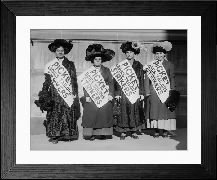 Framed Print : Strike pickets from Ladies Tailors, during the New York shirtwaist strike of 1909 which began after a labor dispute at the Triangle Shirtwaist factory Framed Print : Strike pickets from Ladies Tailors, during the New York shirtwaist strike of 1909 which began after a labor dispute at the Triangle Shirtwaist factory