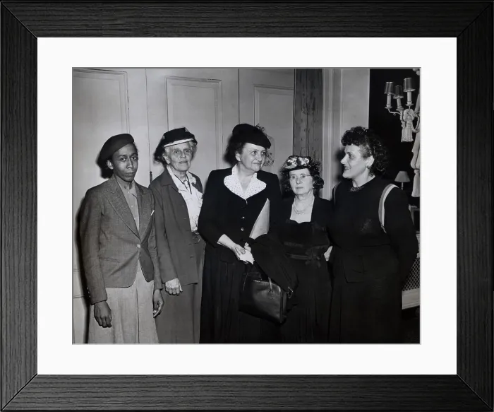 Framed Print : American women labor leaders with Secretary of Labor, Frances Perkins. Left to Right: Unidentified, Mary Dreier, Frances Perkins, Rose Schneiderman, Rose Pessota. Ca. 1935 Framed Print : American women labor leaders with Secretary of Labor, Frances Perkins. Left to Right: Unidentified, Mary Dreier, Frances Perkins, Rose Schneiderman, Rose Pessota. Ca. 1935