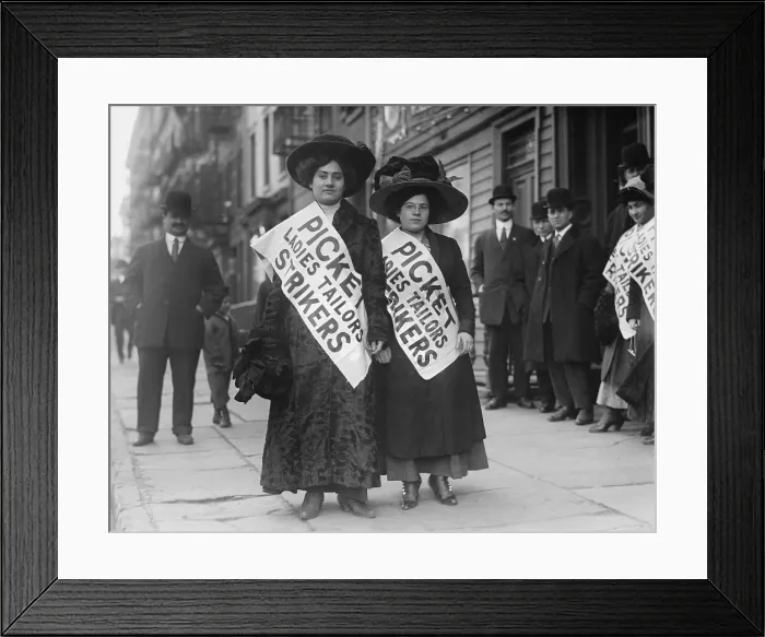Framed Print : Women strike pickets from Ladies Tailors, during the New York shirtwaist strike of 1909, involving 20, 000 mostly Jewish women working in shirtwaist sweatshops Framed Print : Women strike pickets from Ladies Tailors, during the New York shirtwaist strike of 1909, involving 20, 000 mostly Jewish women working in shirtwaist sweatshops