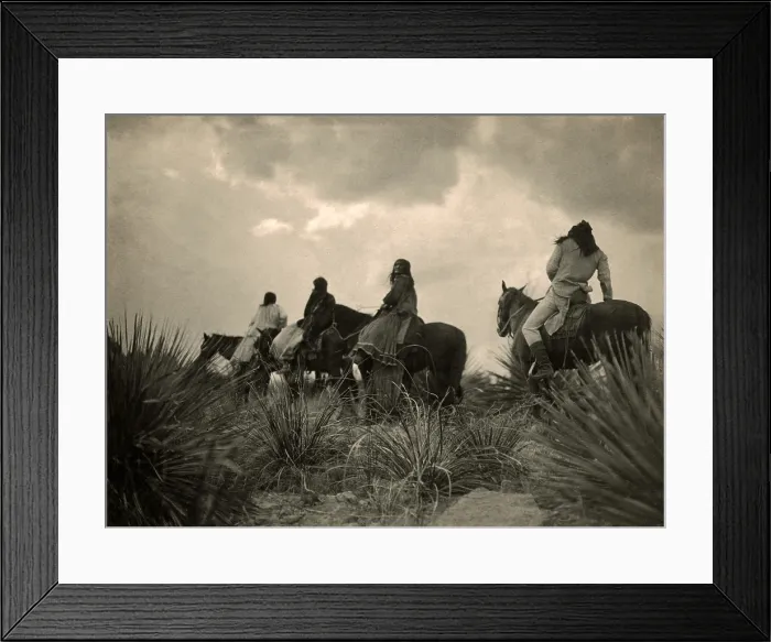 Framed Print : Apaches. Before the storm- Four Apache on horseback on horseback under storm clouds. photo by Edward S. Curtis, 1906 Framed Print : Apaches. Before the storm- Four Apache on horseback on horseback under storm clouds. photo by Edward S. Curtis, 1906