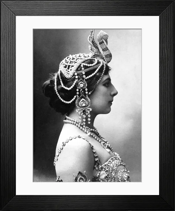 Framed Print : Mata Hari, exotic dancer, was executed in 1917 as a WW1 German Spy. Profile portrait said to depict the dancer in 1910. (BSLOC_2012_4_129) Framed Print : Mata Hari, exotic dancer, was executed in 1917 as a WW1 German Spy. Profile portrait said to depict the dancer in 1910. (BSLOC_2012_4_129)