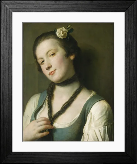 Framed Print : A Girl with a Flower in Her Hair, by Pietro Rotari, 1760-62, Italian painting, oil on canvas. Russia young woman of St Framed Print : A Girl with a Flower in Her Hair, by Pietro Rotari, 1760-62, Italian painting, oil on canvas. Russia young woman of St