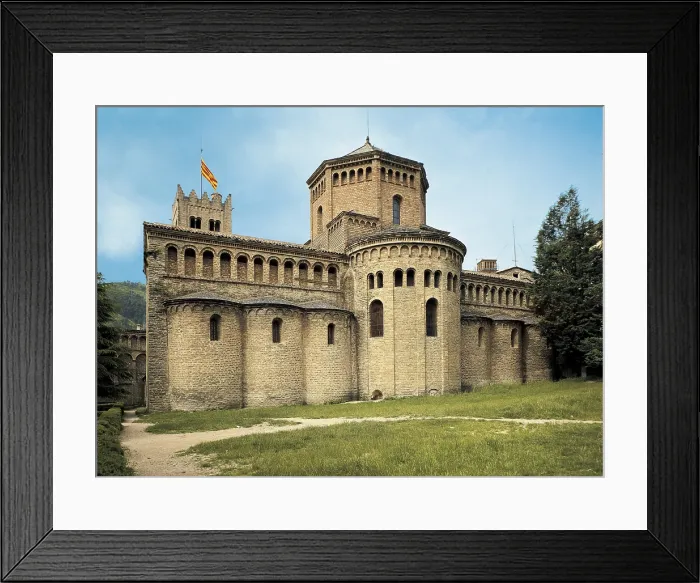 Framed Print : SPAIN. Ripoll. Monastery of Santa Maria de Ripoll. Church rebuilt in the 19th century. Head with seven apses. Romanesque art. Architecture. - P Framed Print : SPAIN. Ripoll. Monastery of Santa Maria de Ripoll. Church rebuilt in the 19th century. Head with seven apses. Romanesque art. Architecture. - P