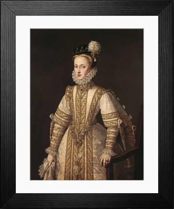 Framed Print : SANCHEZ COELLO, Alonso (1531-1588). Anne of Austria. c. 1571. Renaissance art. Oil on canvas. SPAIN. Madrid. LAzaro Galdiano Foundation