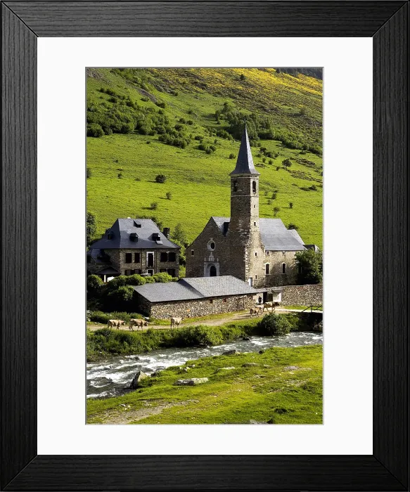 Framed Print : SPAIN. LLEIDA. Vall d'Aran. Montgarri. Sanctuary of Our Lady of Montgarri, near the river Noguera Pallaresa. Romanesque art Framed Print : SPAIN. LLEIDA. Vall d'Aran. Montgarri. Sanctuary of Our Lady of Montgarri, near the river Noguera Pallaresa. Romanesque art