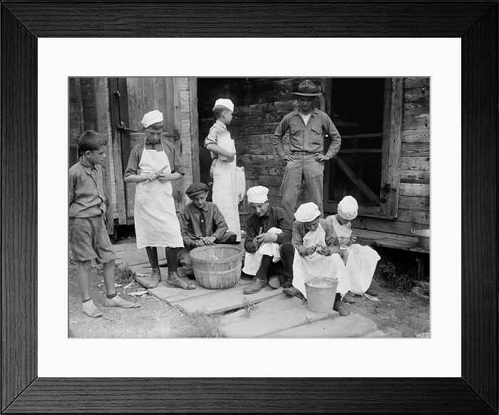 Framed Print : American WW1 era Junior Marines doing KP. 1919. (BSLOC_2012_4_44)