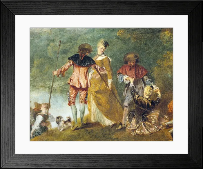 Framed Print : WATTEAU, Jean-Antoine (1684-1721). Embarkation for Cythera. ca. 1717. Central detail. Rococo. Oil on canvas. FRANCE. Paris. Louvre Museum Framed Print : WATTEAU, Jean-Antoine (1684-1721). Embarkation for Cythera. ca. 1717. Central detail. Rococo. Oil on canvas. FRANCE. Paris. Louvre Museum
