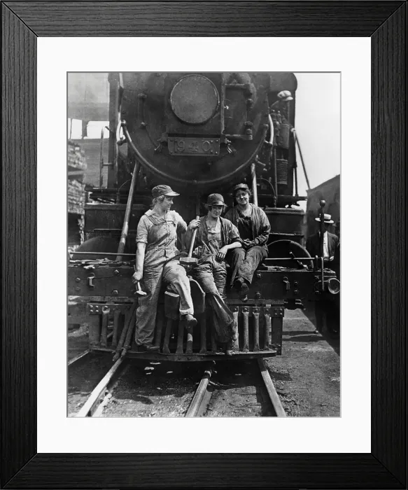 Framed Print : America women railroad workers with sledgehammers. 1918. (BSLOC_2012_4_54)