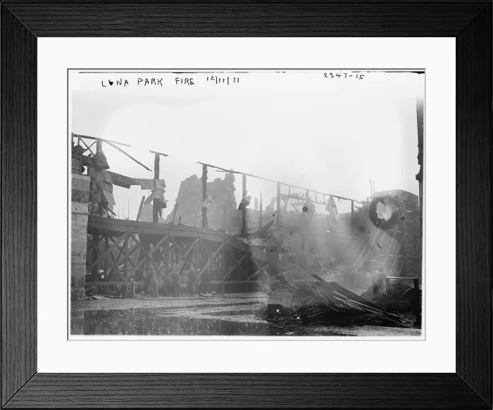 Framed Print : Coney Island, remains of the Alhambra Restaurant, destroyed by fire, New York, photograph, 1911