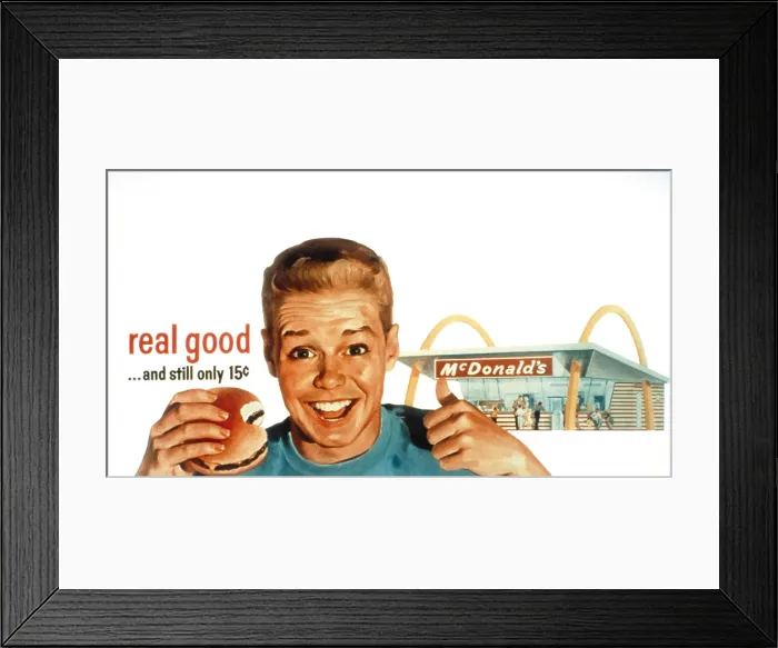 Framed Print : McDonald's restaurant advertisement from the 1950's. McDonald's Corp. photo. Photo by:Everett Collection(BSLOC_2011_6_177) Framed Print : McDonald's restaurant advertisement from the 1950's. McDonald's Corp. photo. Photo by:Everett Collection(BSLOC_2011_6_177)