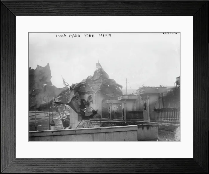 Framed Print : Coney Island, remains of the Alhambra Restaurant, destroyed by fire, New York, photograph, 1911 Framed Print : Coney Island, remains of the Alhambra Restaurant, destroyed by fire, New York, photograph, 1911