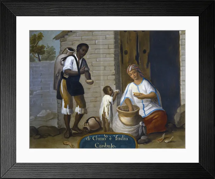 Framed Print : De Chino e India, Cambujo.' (From a Chinese and an Indian, 'Cambujo'). Circa 1775 - 1800. Casta paintings. Mexican school. Colonial baroque. Painting. SPAIN Framed Print : De Chino e India, Cambujo.' (From a Chinese and an Indian, 'Cambujo'). Circa 1775 - 1800. Casta paintings. Mexican school. Colonial baroque. Painting. SPAIN