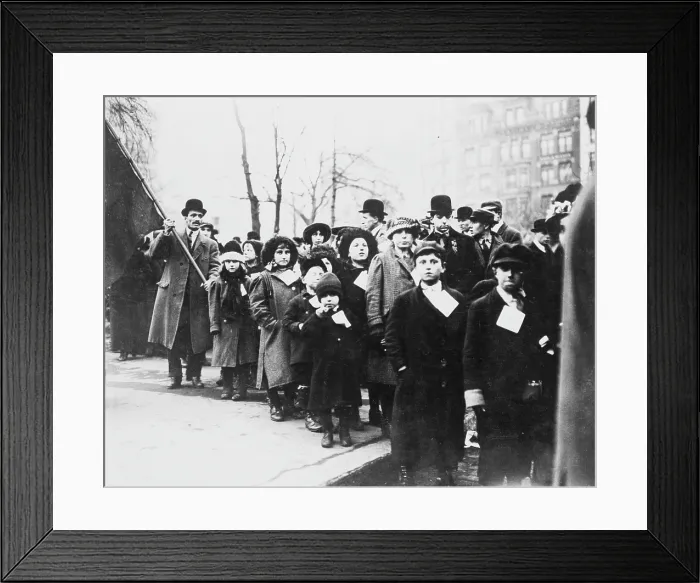 Framed Print : Lawrence Textile Strike. Strikers from Lawrence, Massachusetts, with children, in New York City, 1912