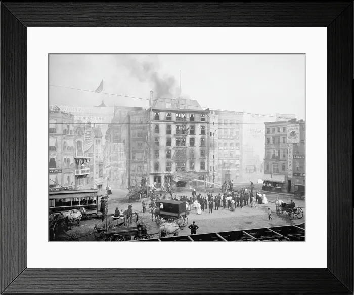 Framed Print : Coney Island, staged demonstration of firemen extinguishing the fire at Dreamland, Coney Island, New York, 1903-1910 Framed Print : Coney Island, staged demonstration of firemen extinguishing the fire at Dreamland, Coney Island, New York, 1903-1910