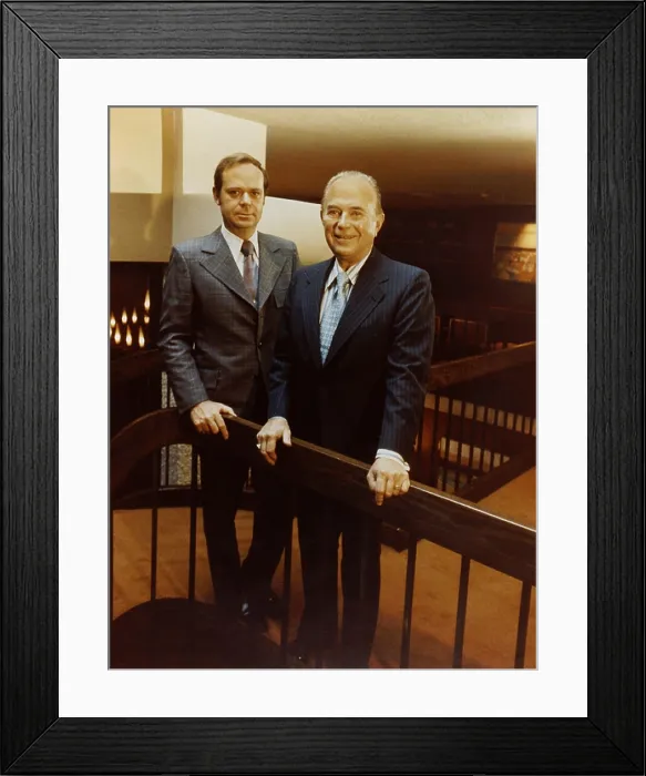 Framed Print : Fred Turner b. 1933 and Ray Kroc 1902-1984 the executive leaders of McDonald's Corporation ca. 1970s. McDonald's Corp