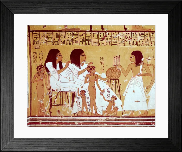 Framed Print : Tomb of Inherkhau. 12th c. BC. EGYPT. Dayr al-Bahri. Valley of the Artisans. The foreman Inherkhau and his family. Egyptian art. New Kingdom. Painting Framed Print : Tomb of Inherkhau. 12th c. BC. EGYPT. Dayr al-Bahri. Valley of the Artisans. The foreman Inherkhau and his family. Egyptian art. New Kingdom. Painting