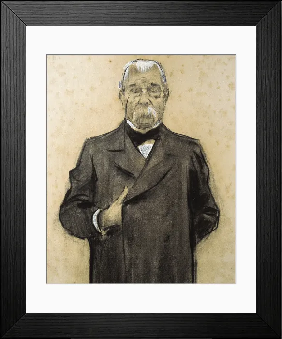 Framed Print : CASAS i CARBO, Ramon (1866-1932). Portrait of Manuel DurAn y Bas. 1899 - 1905. Detail. Charcoal and pastel. Modernism. Drawing. SPAIN. Barcelona. National Art Museum of Catalonia