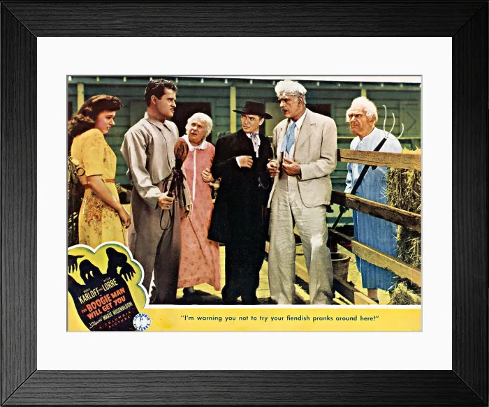 Framed Print : THE BOOGIE MAN WILL GET YOU, Jeff Donnell, Larry Parks, Maude Eburne, Peter Lorre, Boris Karloff, George McKay, 1942 Framed Print : THE BOOGIE MAN WILL GET YOU, Jeff Donnell, Larry Parks, Maude Eburne, Peter Lorre, Boris Karloff, George McKay, 1942