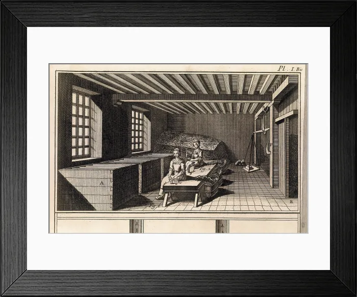 Framed Print : Pharmaceutical laboratory. Picture of the 'Enciclopdie' (1751). Engraving. SPAIN. Barcelona. Biblioteca de Catalunya (National Library of Catalonia)